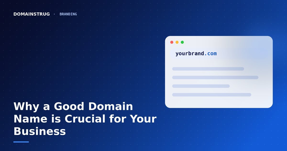 Browser window with a short .com address bar, illustrating a good domain name