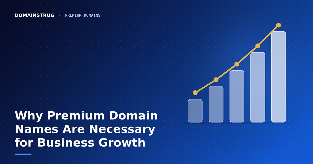 Rising bar chart with a gold trend line, illustrating business growth from a premium domain