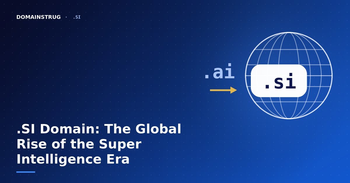 Arrow from .ai to .si next to a wireframe globe, representing the Super Intelligence domain